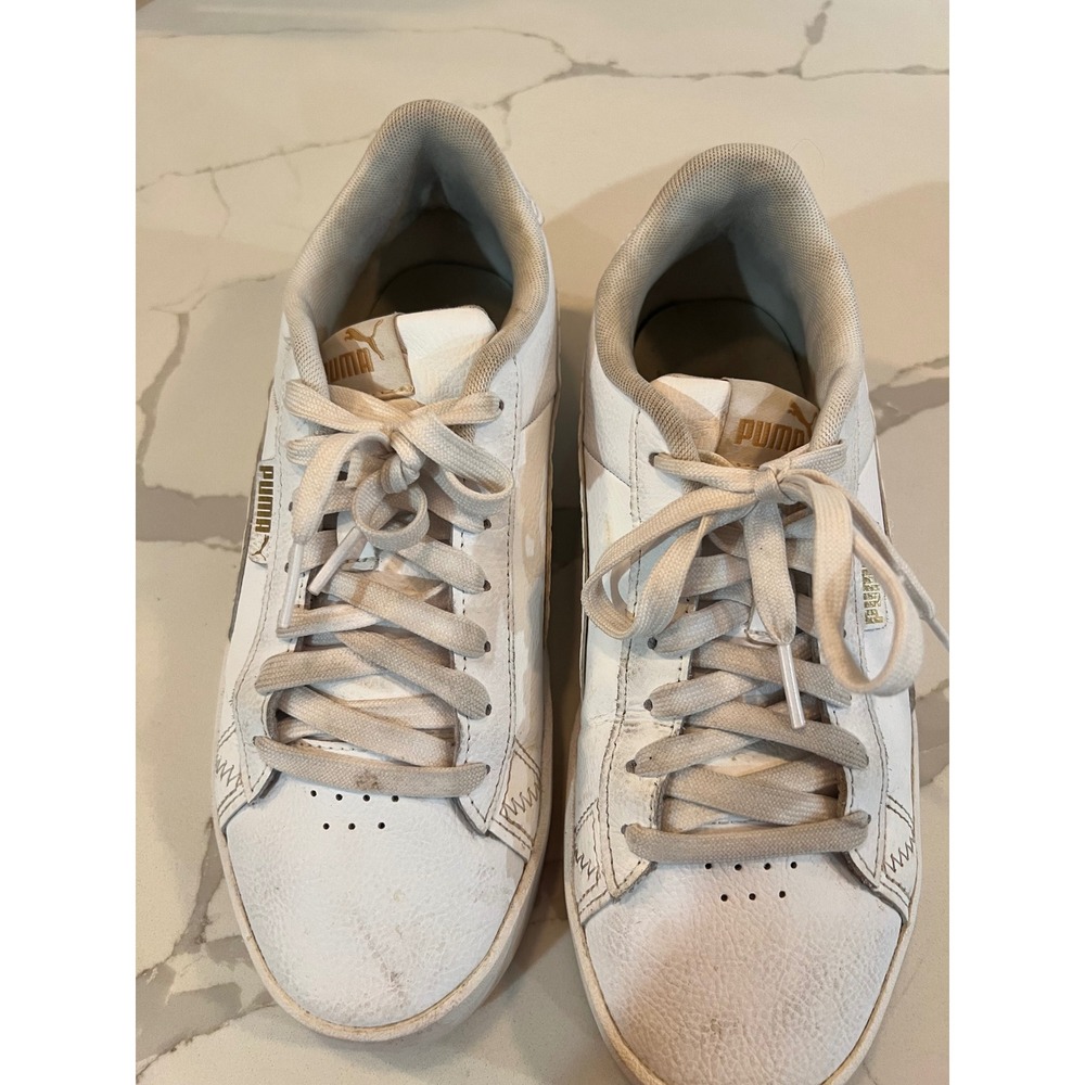 Puma Jada Snake Womens White Gold Sneakers Low Top Platform 391738-01 Size 8